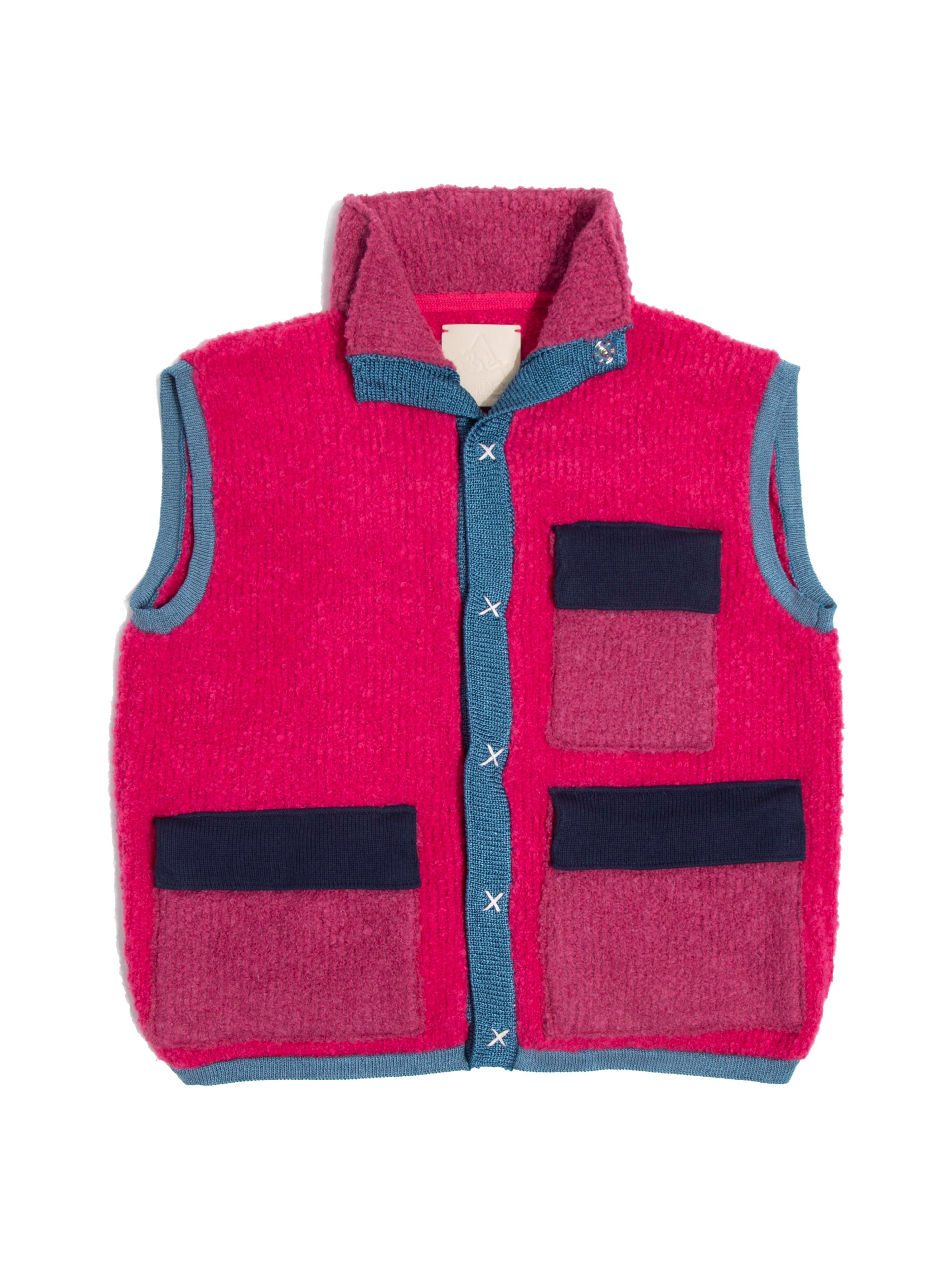 Magenta Pink, Rhea Wool Pointelle Knit Vest